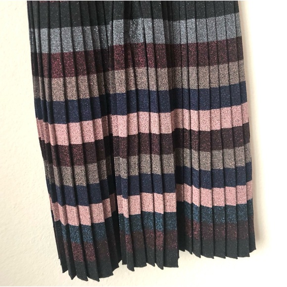 CLOSEOUT \Parker\• Multi-Stripe Pleated Midi Dress - Picture 14 of 16